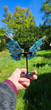 Load image into Gallery viewer, Blue Apatite Owl Wings on Stand