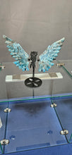 Load image into Gallery viewer, Blue Apatite Owl Wings on Stand