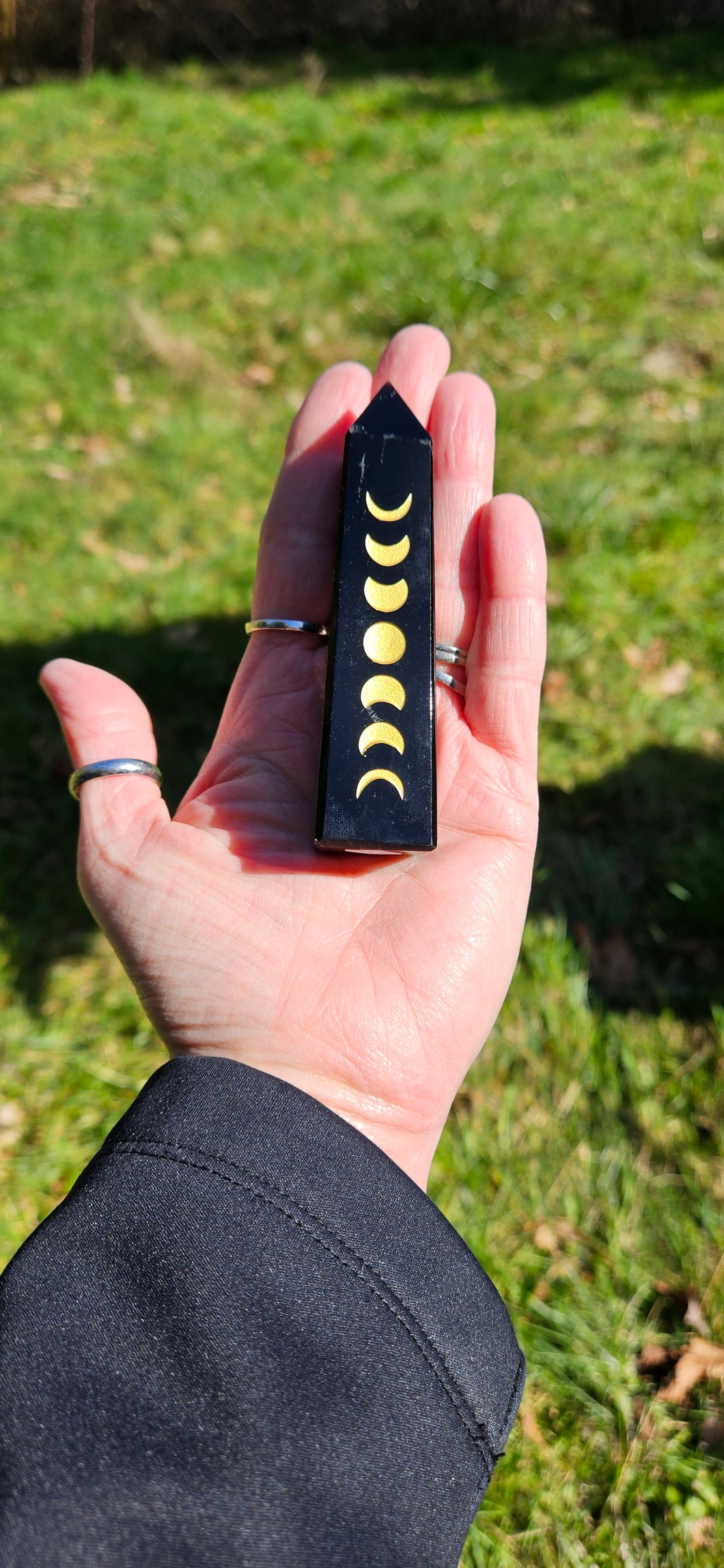 Black Obsidian Points with Moon Phases