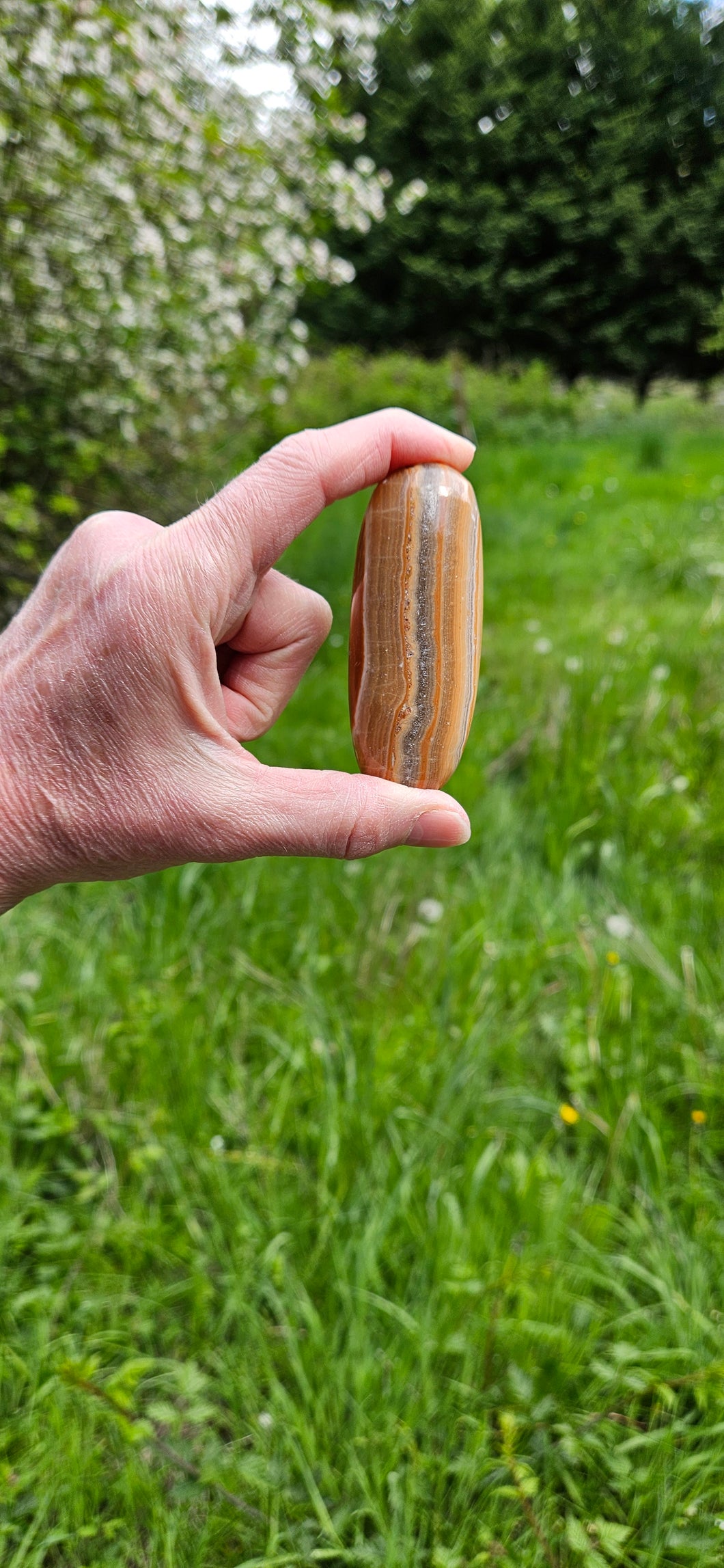 Banded Calcite Palm Stone