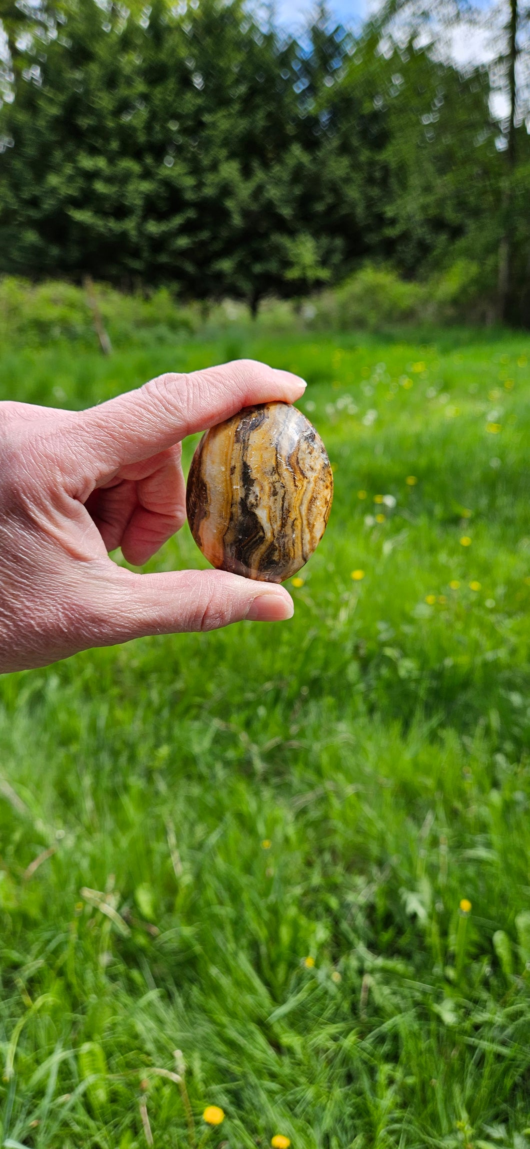 Banded Calcite  Palm Stone