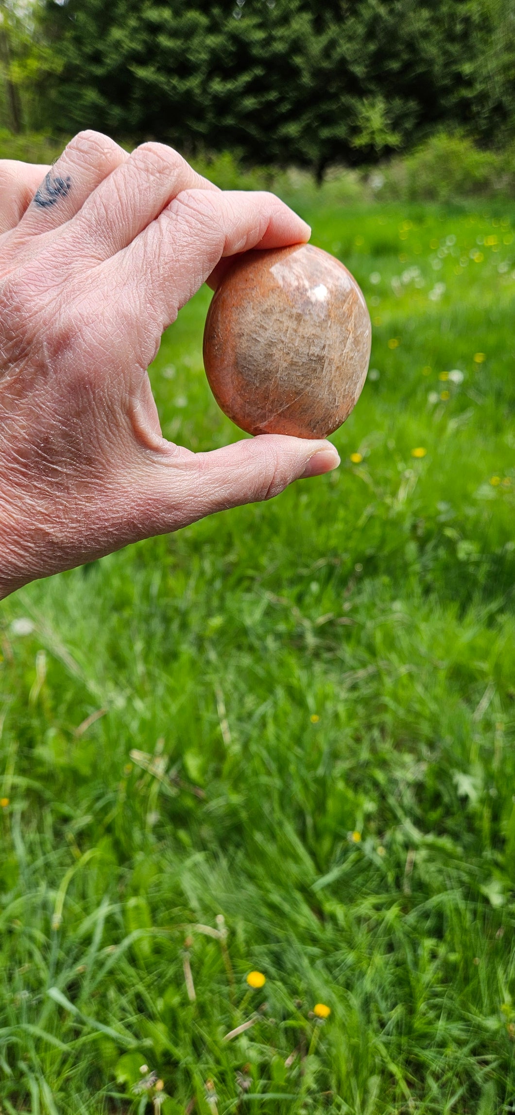 Peach Moonstone Palm Stone