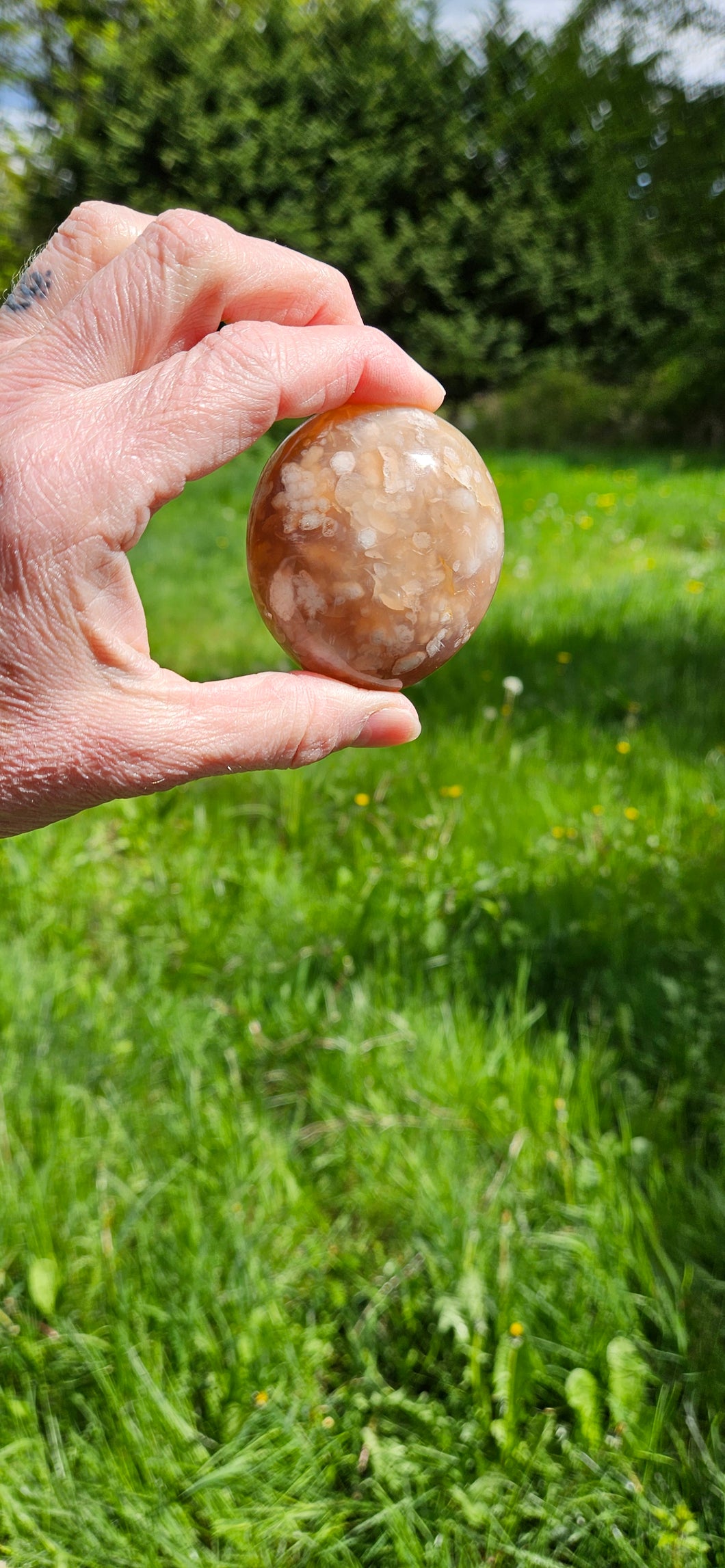 Flower Agate Palm Stone