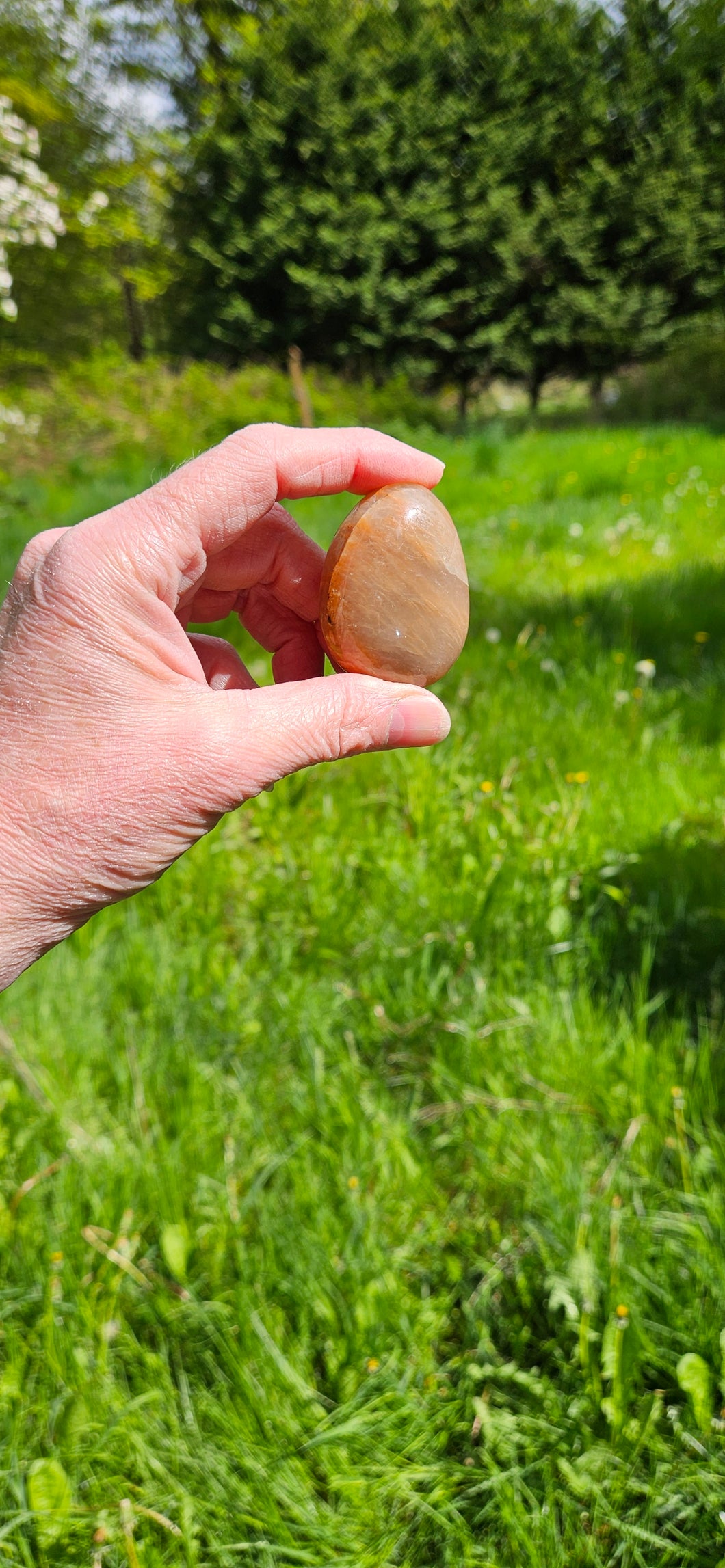 Peach Moonstone Palm Stone