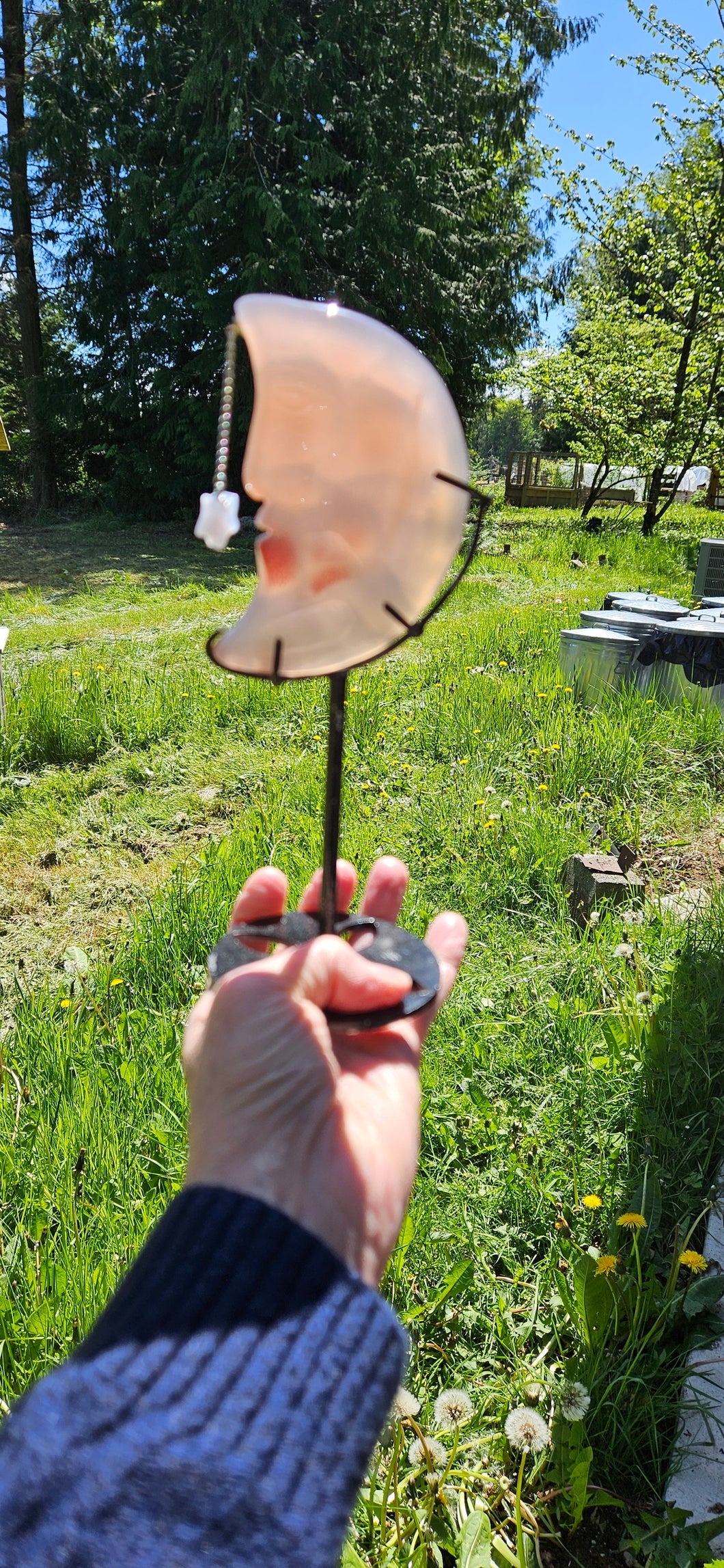 Agate Moon on Stand with Agate Star