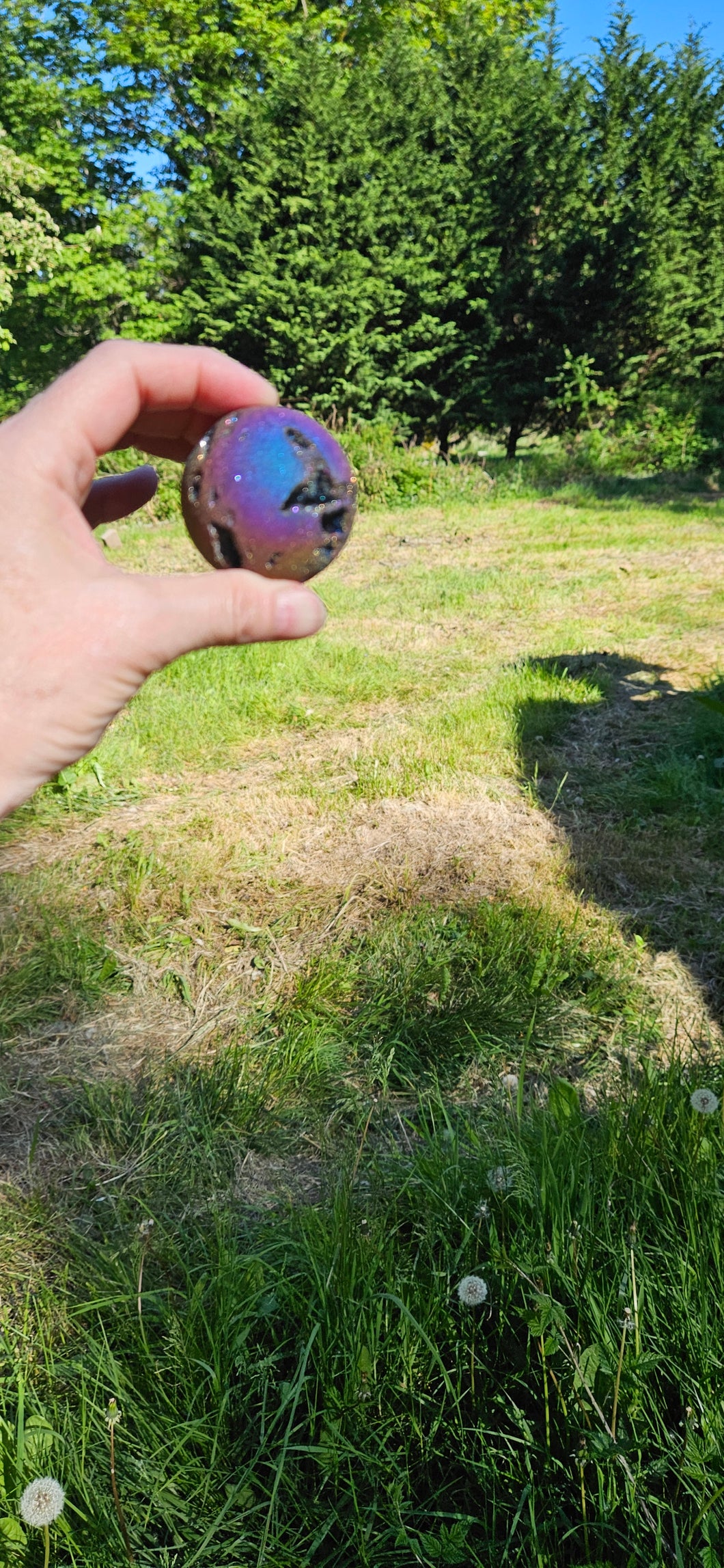 Titanium Aura Druzy Sphalerite Sphere