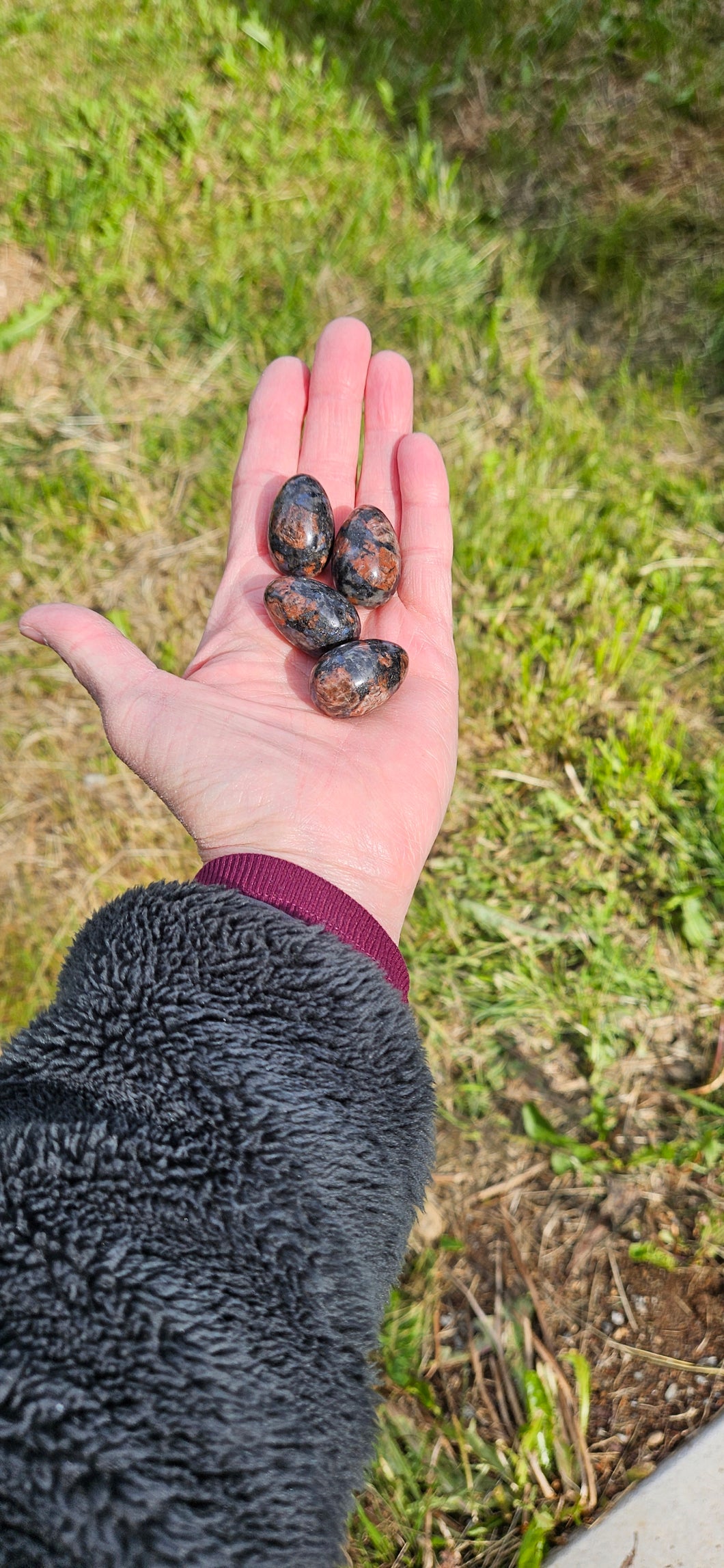 Black Tourmaline with Garnet Mini Egg