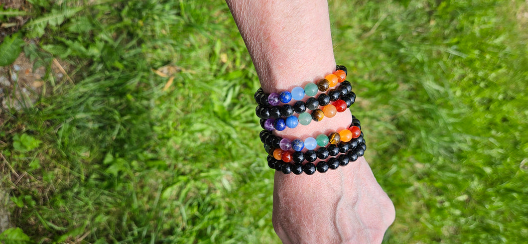 Chakra Obsidian Bracelet