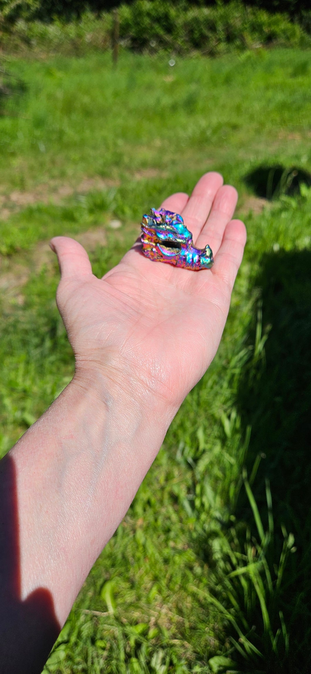 Titanium Aura Sphalerite Dragon Head