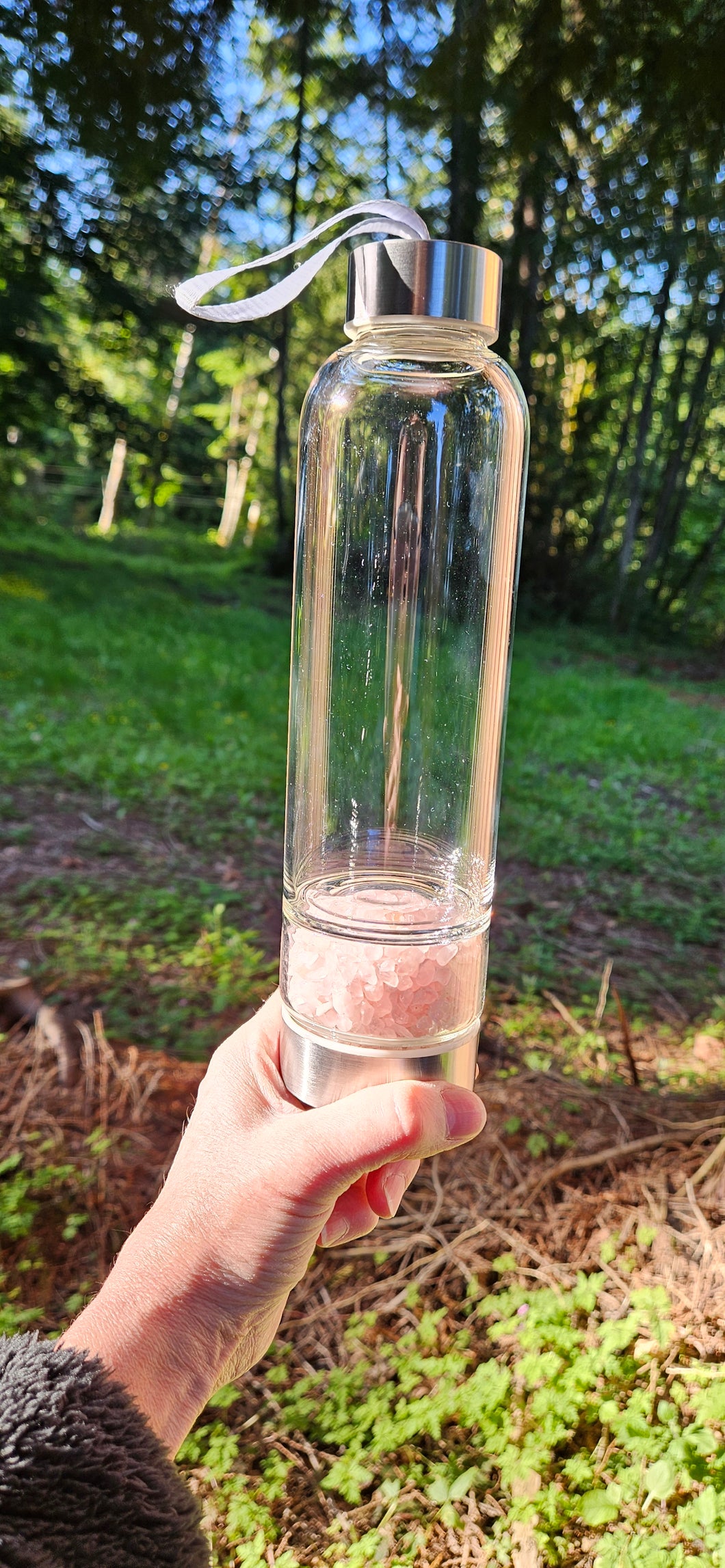 Glass Water Bottle Rose Quartz