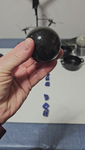 Load and play video in Gallery viewer, Black Obsidian Sphere with Silver Sheen
