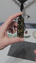 Load and play video in Gallery viewer, Black Obsidian Point with Stars &amp; Moons
