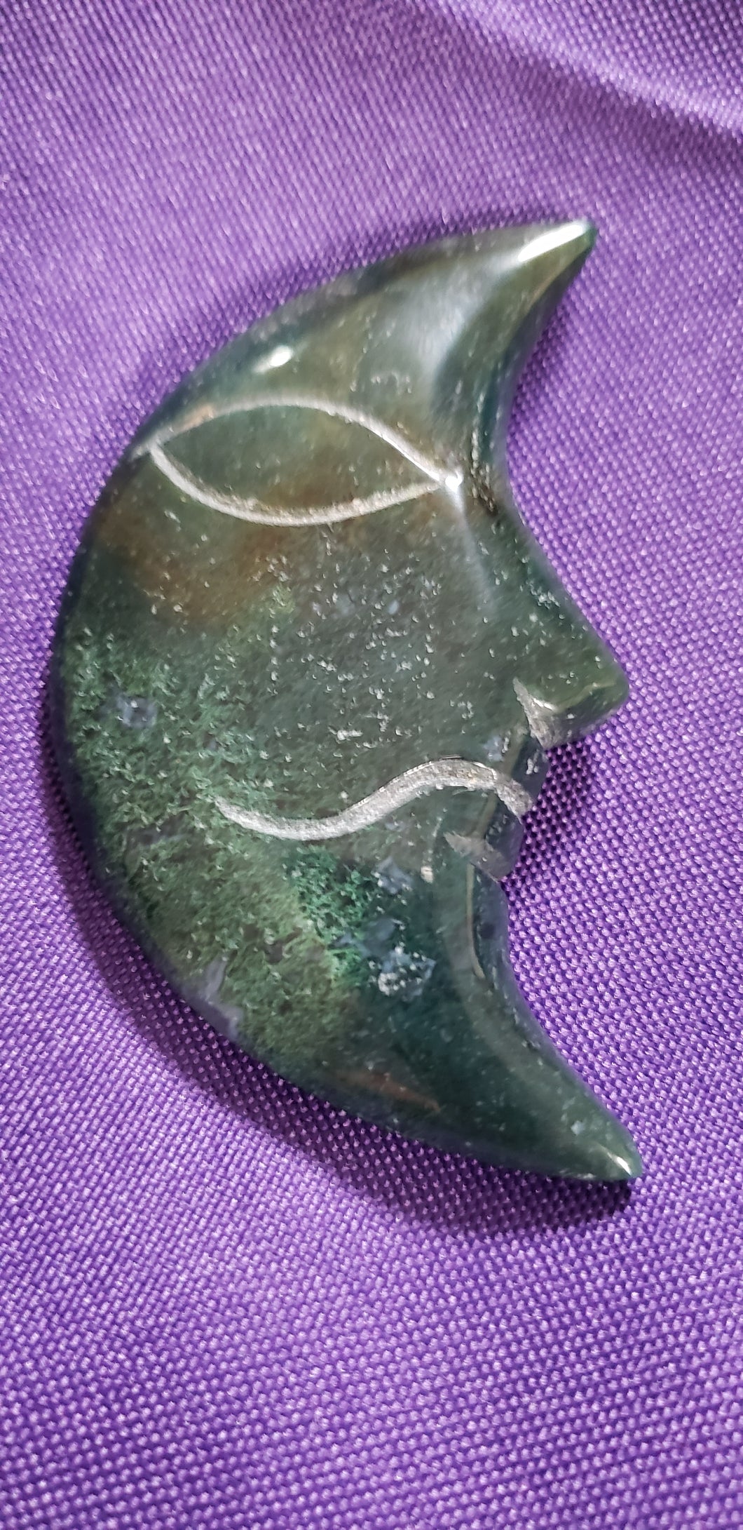 Moss Agate Moon Face